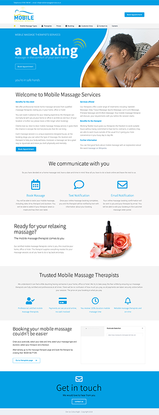 Freelance web designer project for mobile massage services